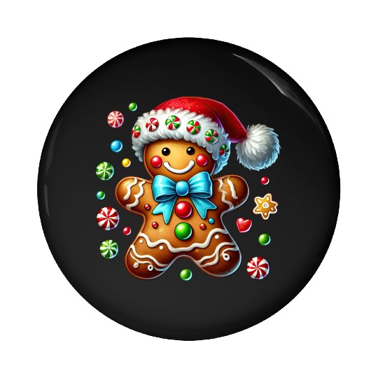 Gingerbread Christmas, Merry Christmas Pin Buttons