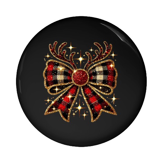 Christmas Reindeer Bow, Merry Christmas Pin Buttons