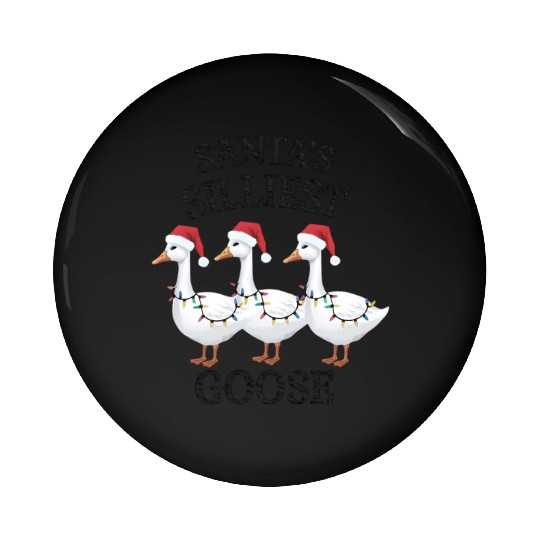Santa's Silliest Goose Christmas Pin Buttons