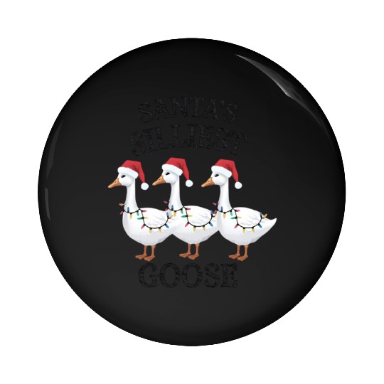 Santa's Silliest Goose Christmas Pin Buttons