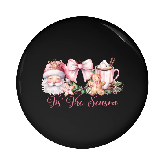 Pink Tis The Season Pink Pin Buttons