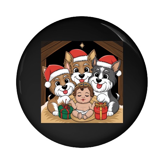 Jesus was born yorkies adoring Pin Buttons