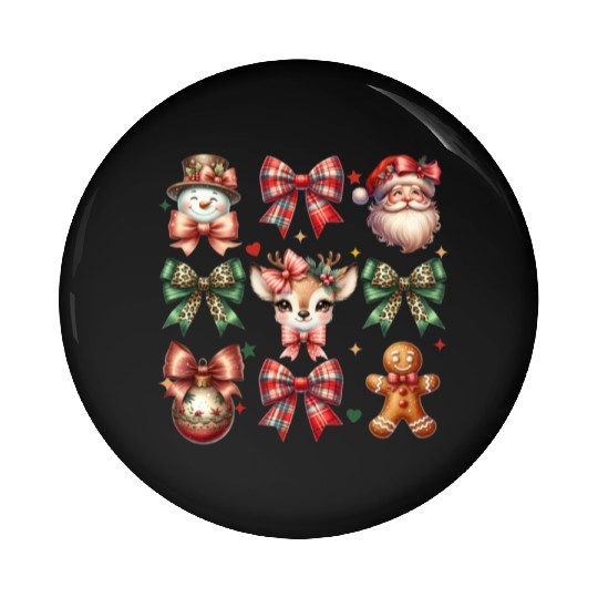Christmas Coquette Bow Retro Christmas Pin Buttons