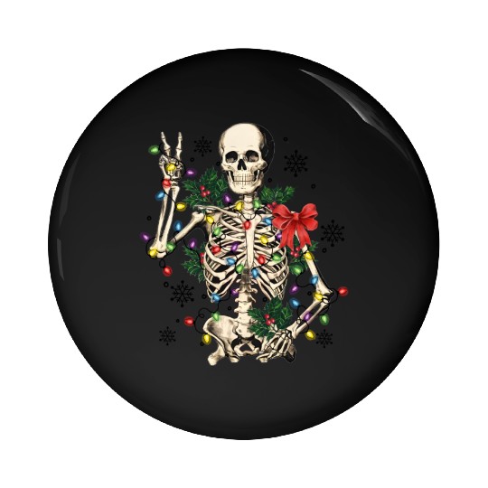 Skeleton Christmas, Christmas Retro Pin Buttons