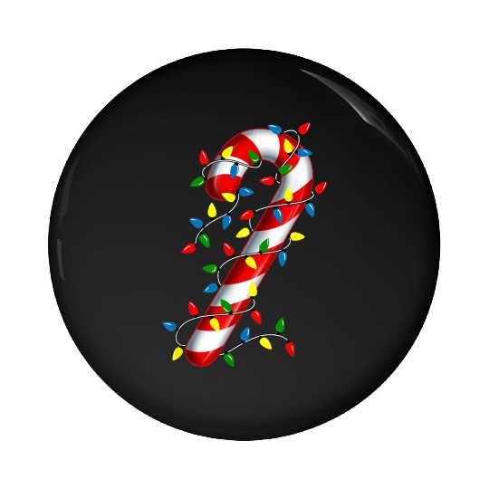 Candy Cane Merry and Bright Christmas Lights Candy Pin Buttons