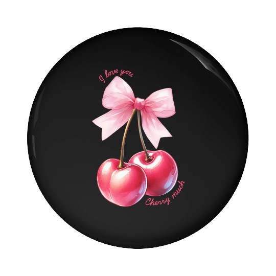 Cherries Bow, Valentines Retro Pin Buttons