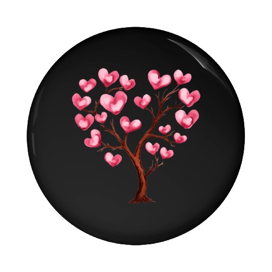 Heart Tree, Valentines Day Pin Buttons