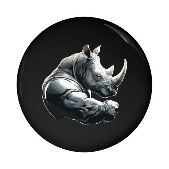 Rhino Weightlifting Fitness Gym for a Rhino love Pin Buttons