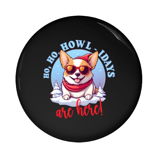 Pembroke Welsh Corgi In Winter, Sweet Illustration Pin Buttons