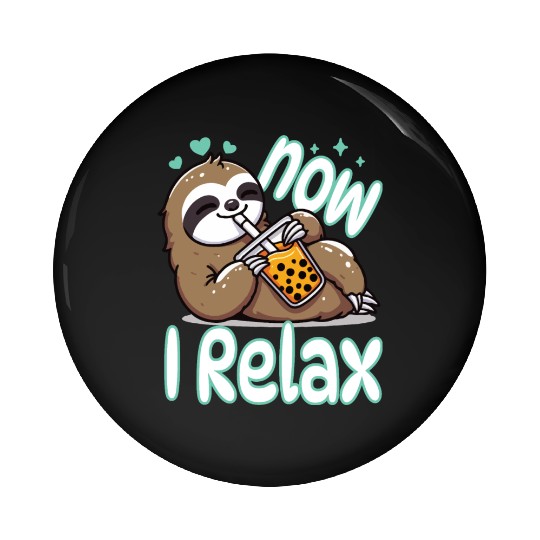 funny quote gift idea bubble tea boba sloth design Pin Buttons