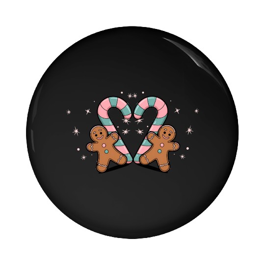Festive Candy Cane & Gingerbread Holidays Pin Buttons