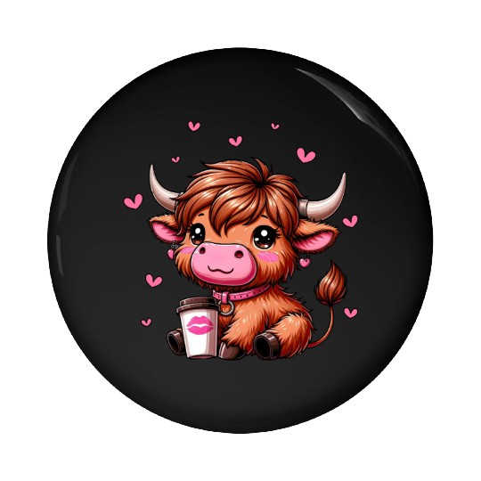 Highland Cow Valentines Pin Buttons