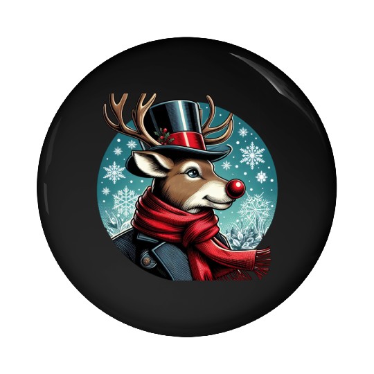 Vintage Red-Nosed Reindeer: Perfect For Christmas Pin Buttons
