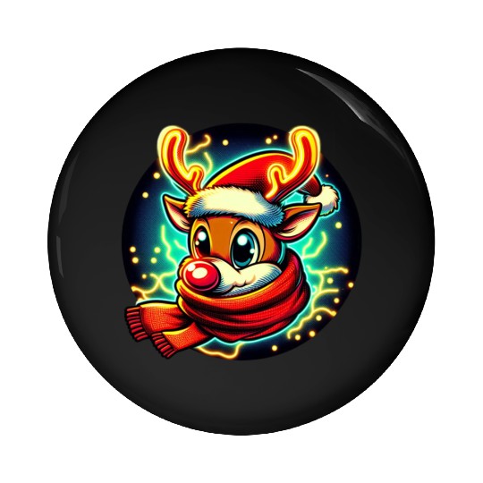 Funny Christmas Rudolph: Glowing Neon Santa Scarf Pin Buttons