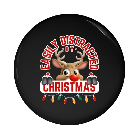 Reindeer in red distracted by Christmas Fun! Pin Buttons