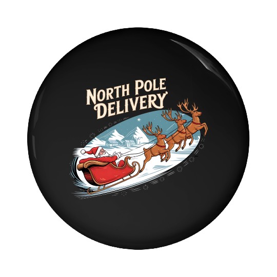 North Pole Delivery with Santa and Reindeer Pin Buttons