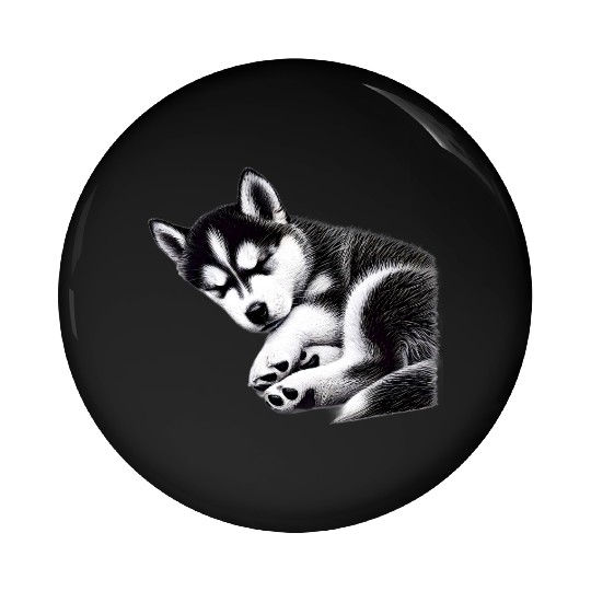 Gentle Snooze Dreaming Husky - TSQ Pin Buttons