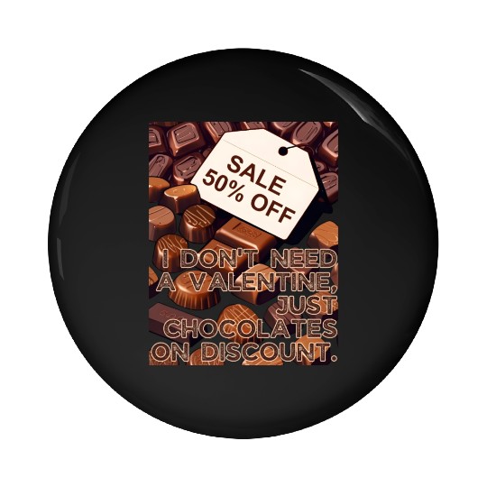 I Don't Need Valentine Just Chocolates on Discount Pin Buttons