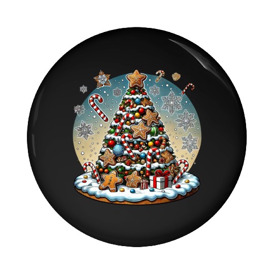 Gingerbread Candy Cane Christmas Tree Pin Buttons