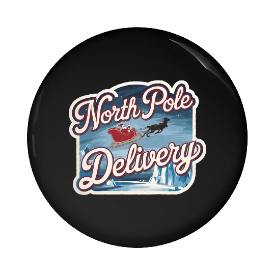 Magical Arctic Night Santa Sleigh North Pole Pin Buttons