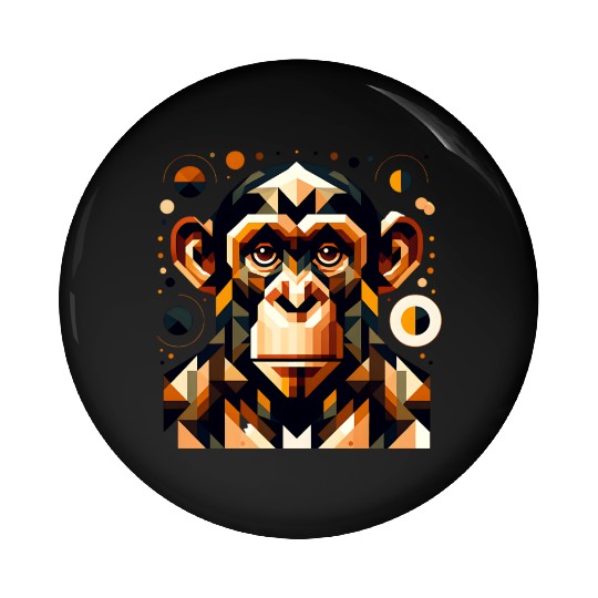 geometric abstract chimpanzee art design Pin Buttons