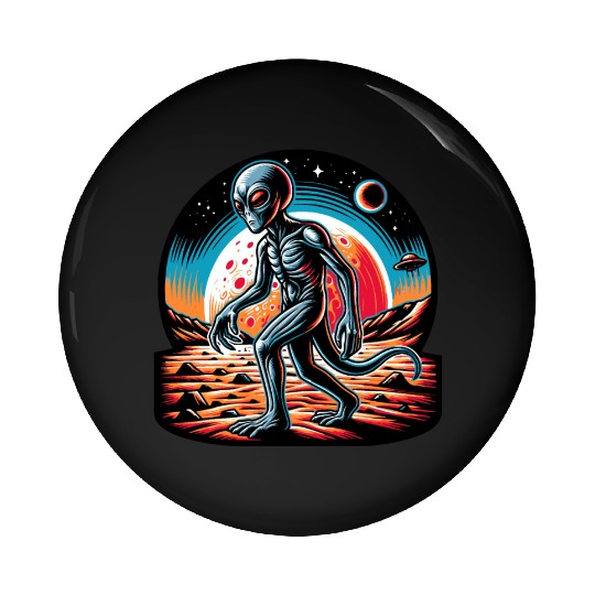Alien on Mars Pin Buttons