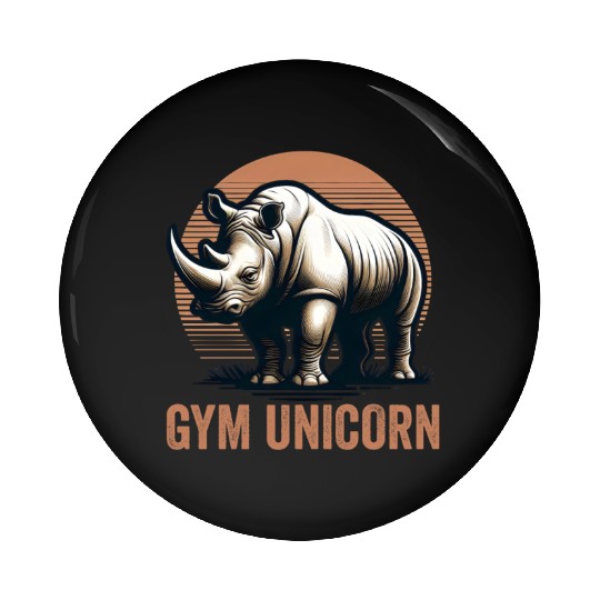 Gym Unicorn Rhino Rhinoceros Safari Vintage Pin Buttons