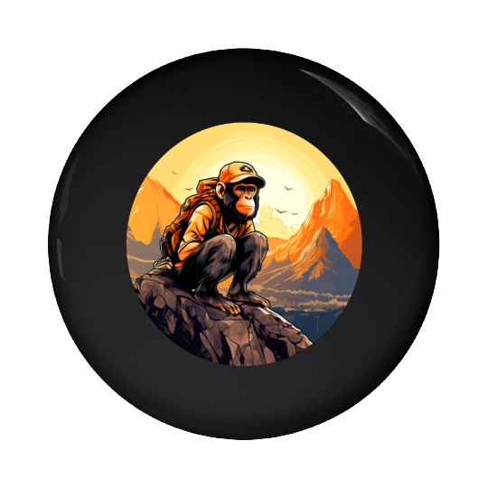 Monkey hiking / mountaineering monkey Pin Buttons
