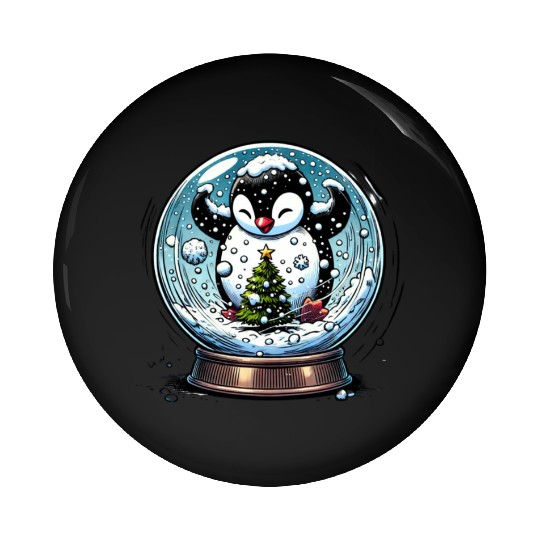 Penguin in a Snow Globe: Christmas Storm & Cheer Pin Buttons