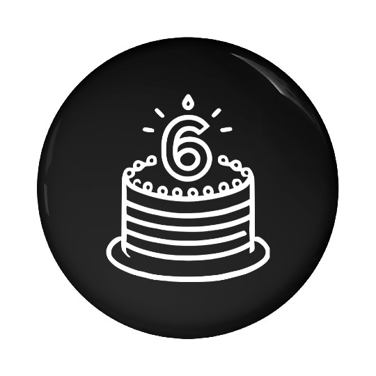 Children 6th Birthday cake Kid Vector path20 Pin Buttons