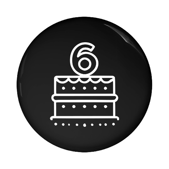 Children 6th Birthday cake Kid Vector path18 Pin Buttons