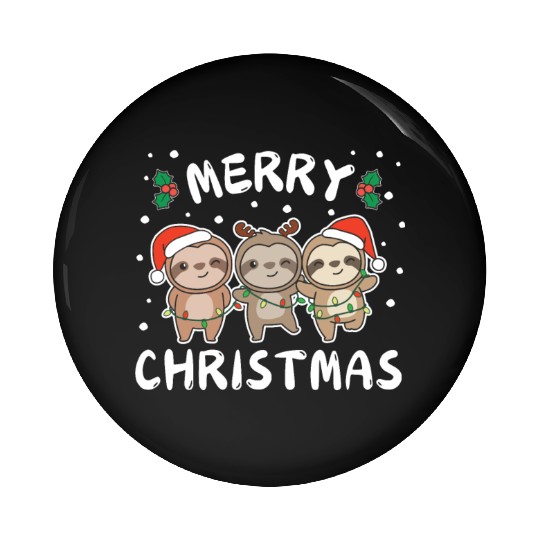 Merry Christmas Cute Sloth Festive Lights Sloth Pin Buttons