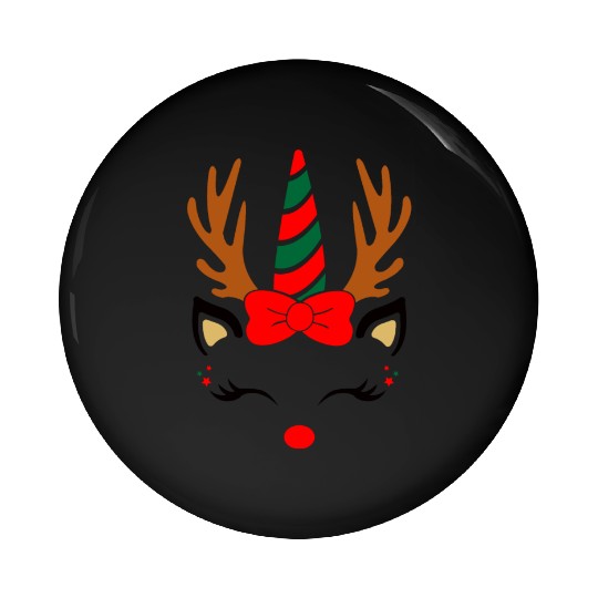 Reindeer unicorn, Christmas Pin Buttons