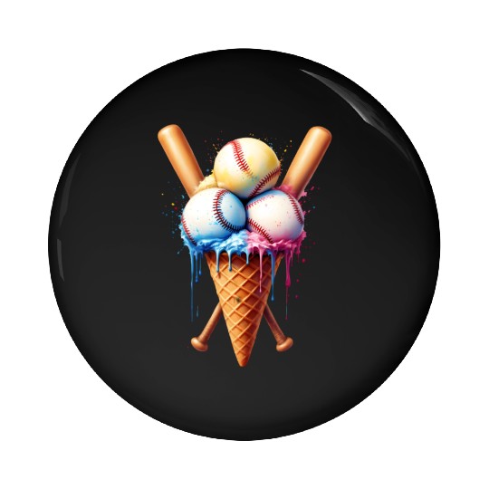Baseball Ice Cream Pin Buttons