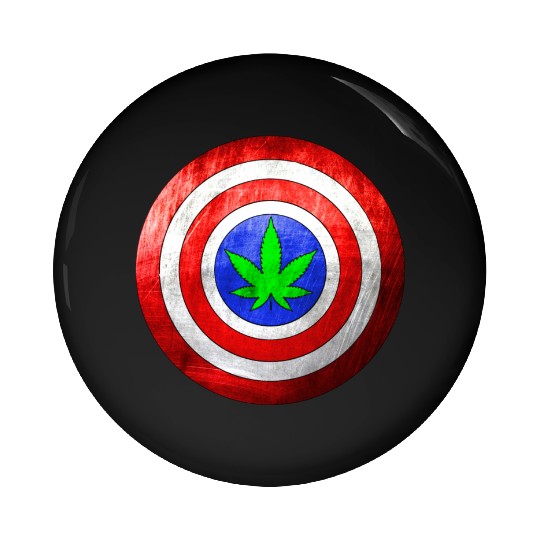 Captain Cannabis Shield Red White Blue and Green Pin Buttons