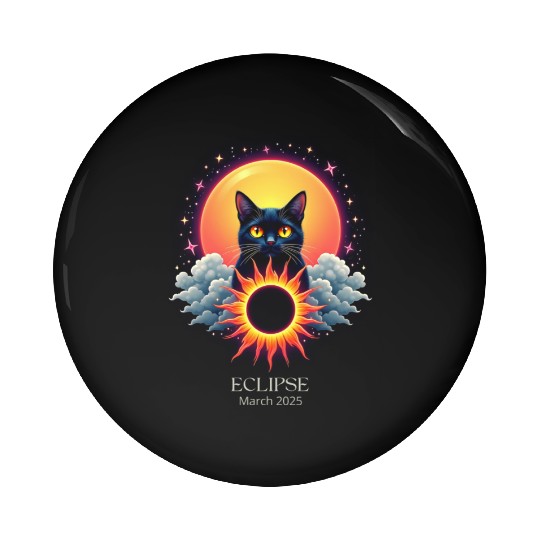 Solar Eclipse March 2025 Cat Lover Astronomy 03.25 Pin Buttons