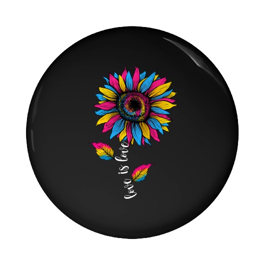 Rainbow Sunflower Love Is Love LGBT Pride Pin Buttons