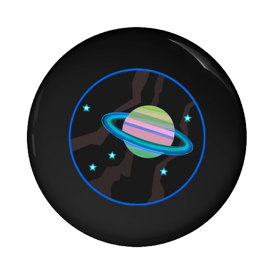 Space Stars and Planet (green and pink) Pin Buttons