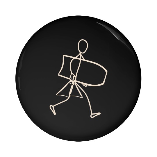 Surfer walking with Bodyboard Pin Buttons