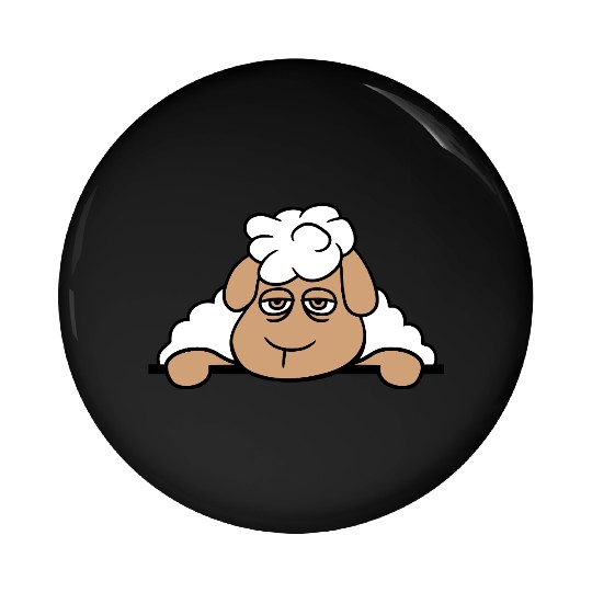 Sheep Tired Bored Behind Fence Wall Sign Looking Pin Buttons