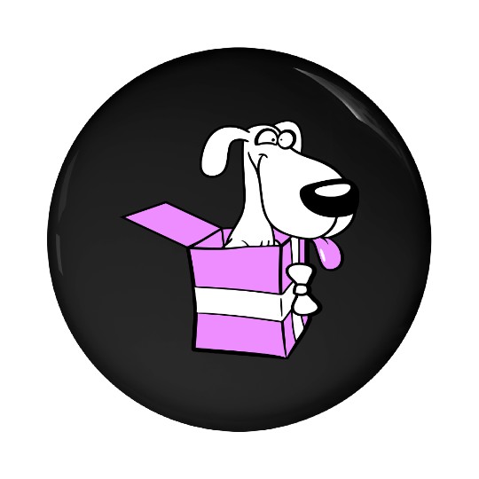 Dog Pet Gift Box Funny Crazy Surprise Fun Puppy Pin Buttons