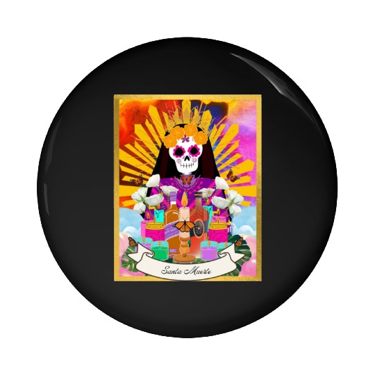 Butterfly Santa Muerte Pin Buttons