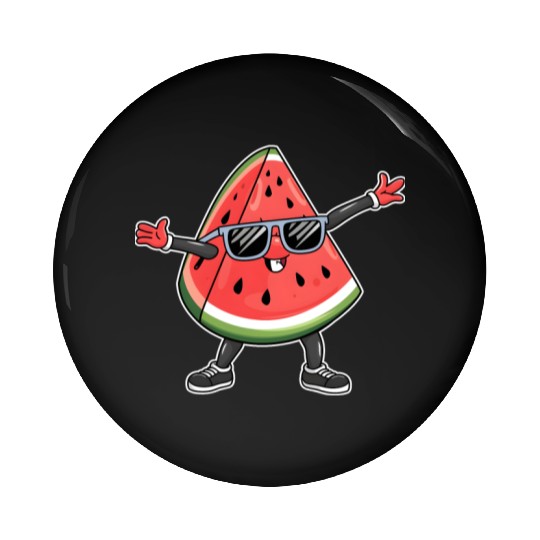 Funny Kawaii Watermelon Smiling with Sunglasses Ad Pin Buttons