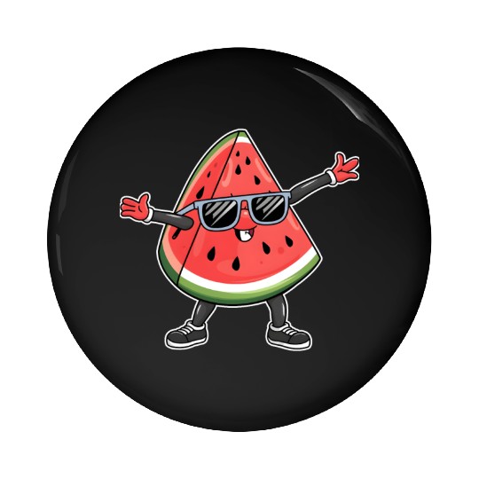Funny Kawaii Watermelon Smiling with Sunglasses Ad Pin Buttons