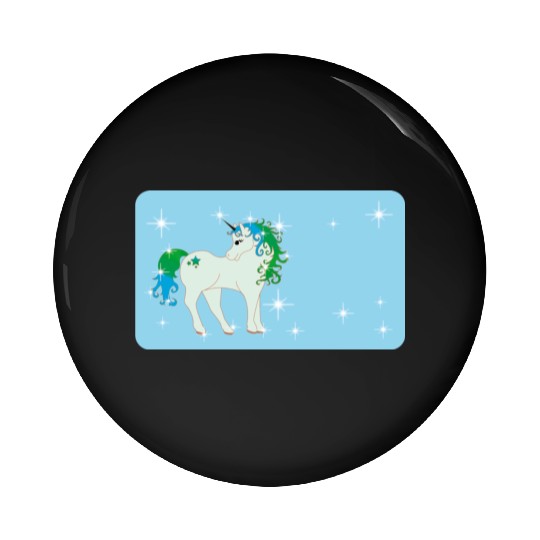 Fantasy unicorn - aqua blue - design for kids Pin Buttons