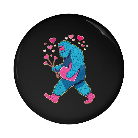 Bigfoot Heart Valentine's Day Boys Girls Kids Lov Pin Buttons