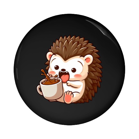 Hedgehog Caffeine Comic funny shocked hedgehog Pin Buttons