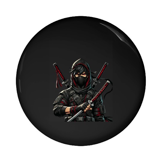 Stealth Assassin with Dual Katana Pin Buttons