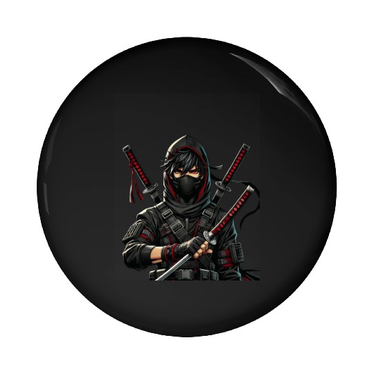 Stealth Assassin with Dual Katana Pin Buttons