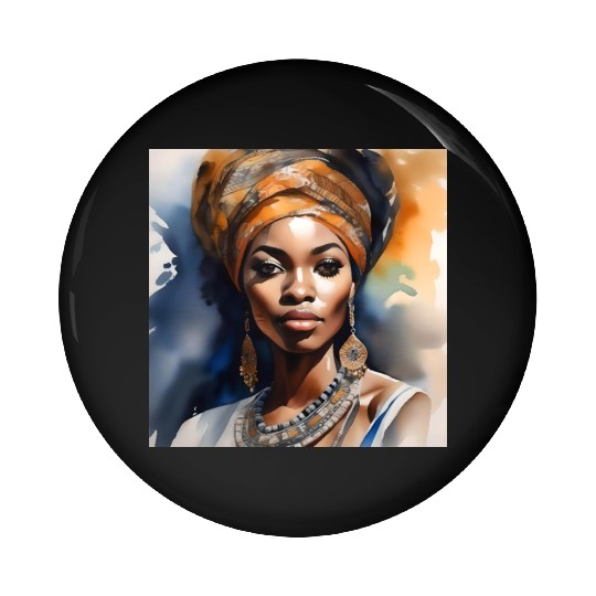 African Woman Portrait F Pin Buttons